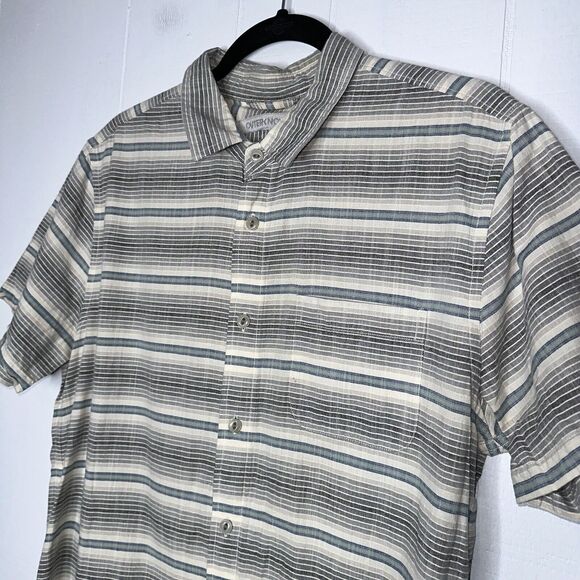 Outerknown Men’s Shirt Striped Cotton Gray Size Medium - Picture 3 of 5